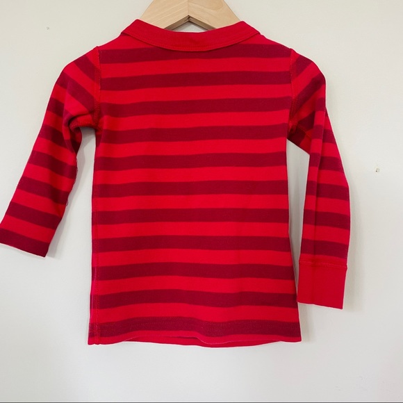 Hanna Andersson x Disney Red Striped Gold Mickey Logo Pajama PJ Top Long Sleeve - Picture 2 of 4